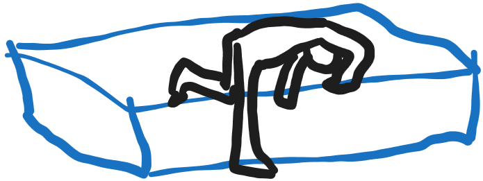 Drawing of person with arm tucked under them