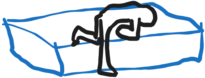 Drawing of person with knee on bed