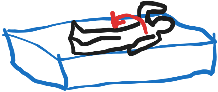 Drawing of person rolled onto bed