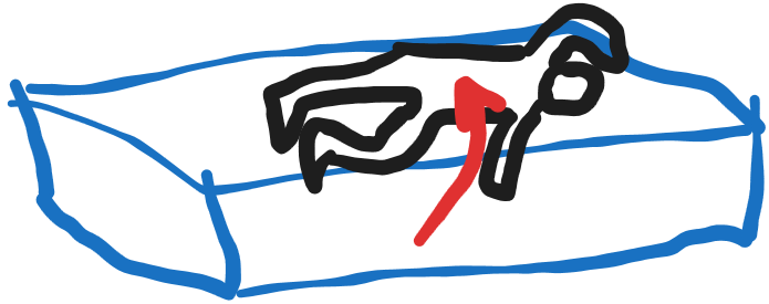 Drawing of person rolling onto bed